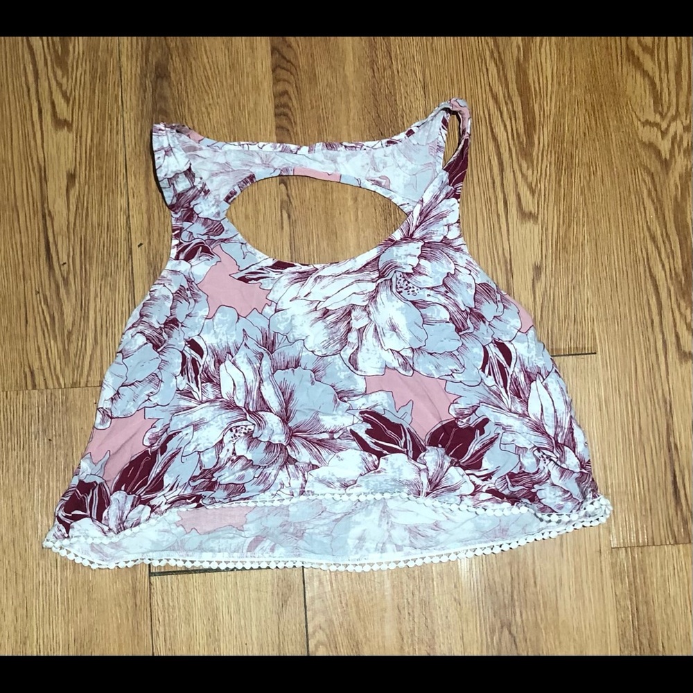 Flowered crop top with open back